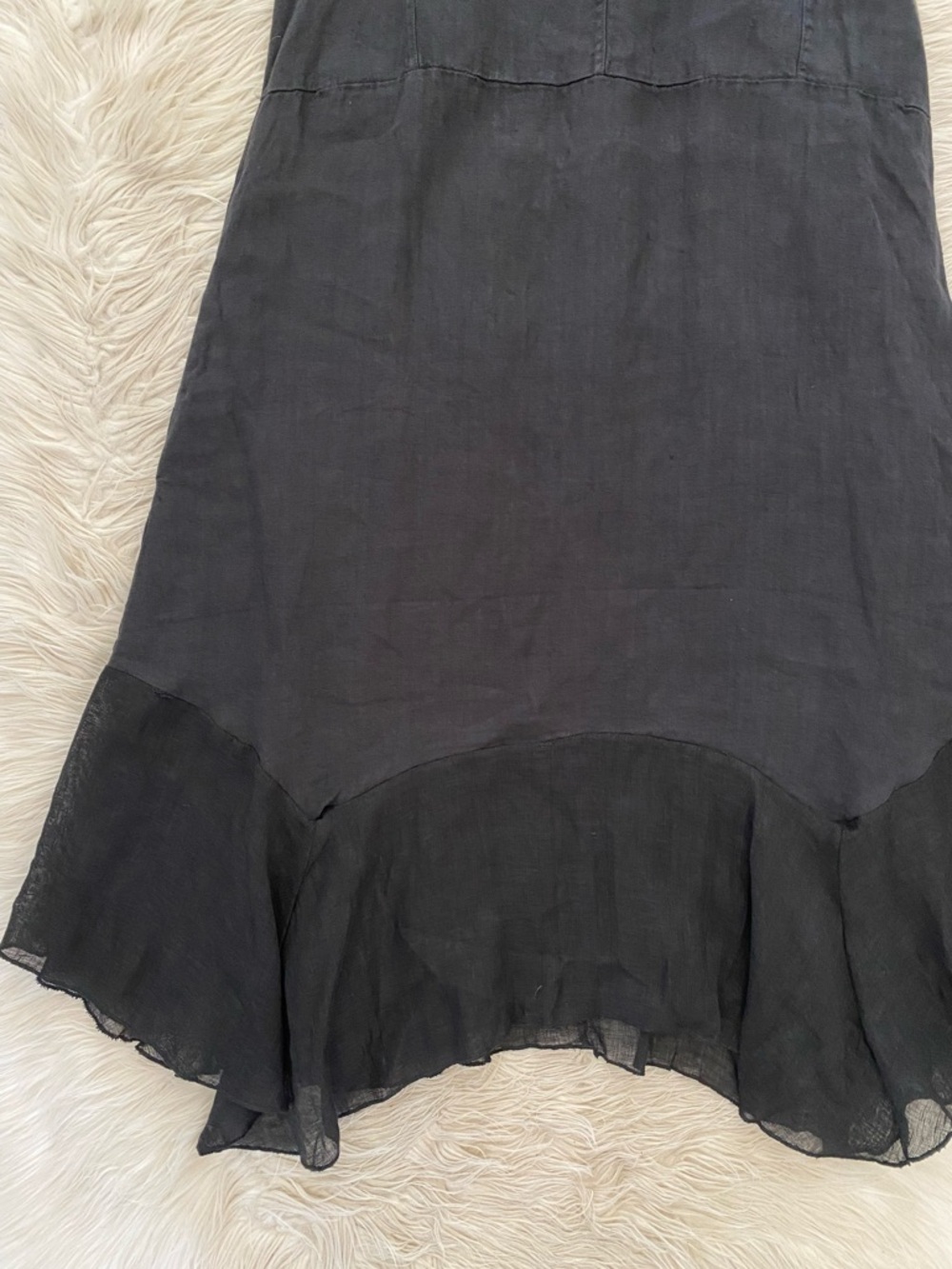 Dylan Black Linen Hazel Midi Dress Sleeveless Handkerchief Hem Minimalist Causal - Picture 4 of 11